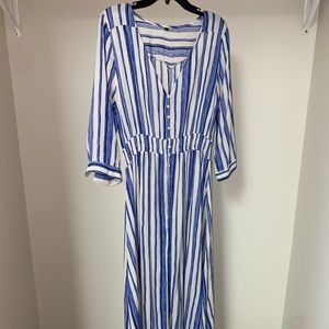 Blue and White Striped Dress
